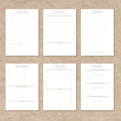 Flatlay Pregnancy Checklist Insert Pages